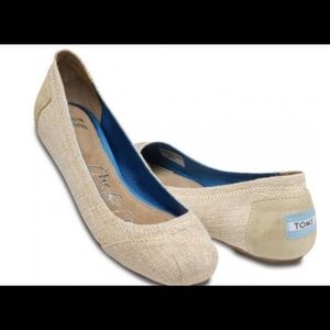 Toms Isabel burlap ballet flats size 10